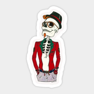 Hipster Skeleton. Sticker